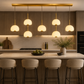 HDC Modern Luxury Gold Glass Linear Chandelier LED Hanging Light for Bedroom, Dining Areas