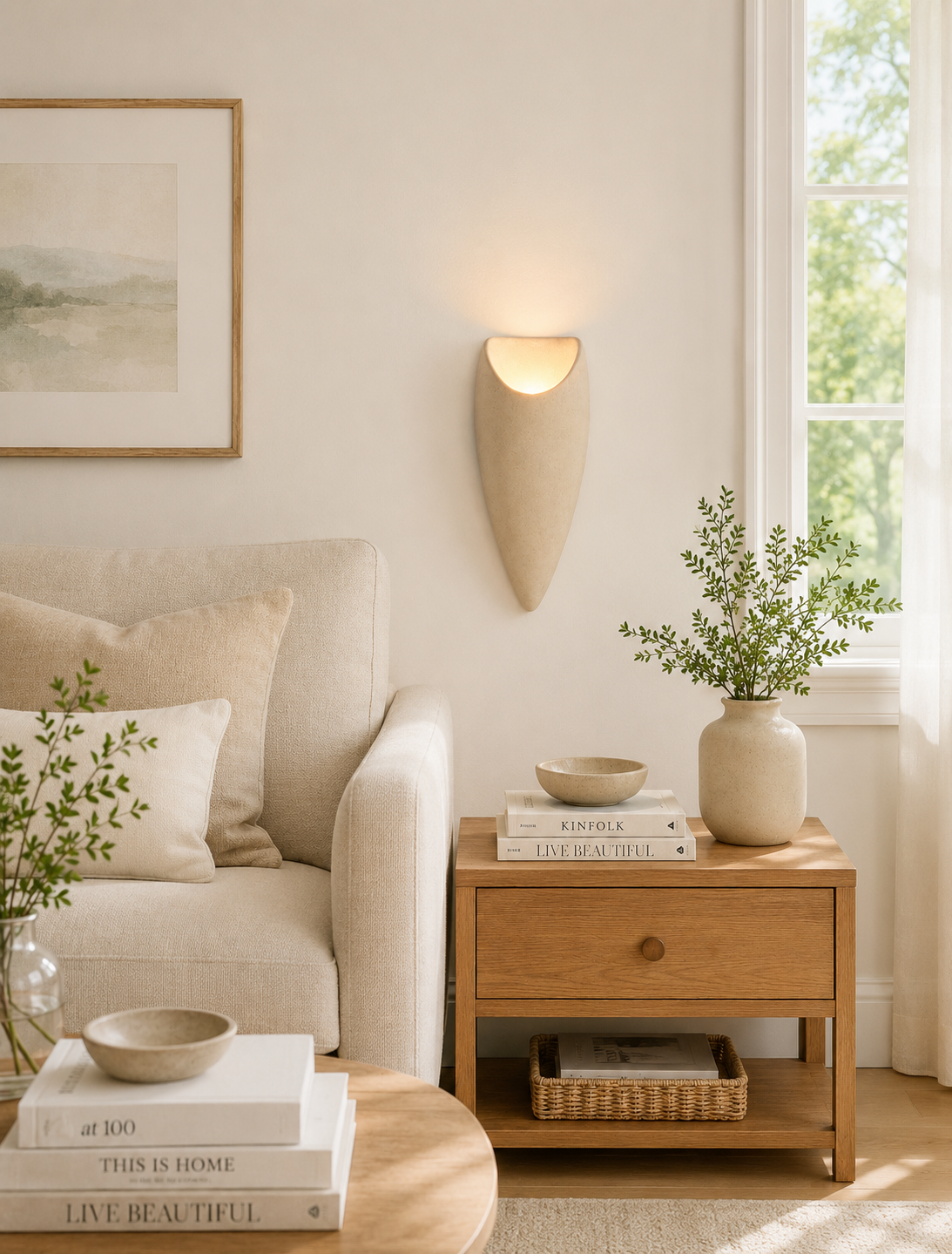 HDC Modern Up Down Ceramic Wall Light for Living Room, Bedroom & Hallway