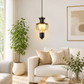 HDC Modern Amber Glass Hanging Pendant Light for Dining, Kitchen & Café Décor