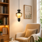HDC Modern Amber Glass Hanging Pendant Light for Dining, Kitchen & Café Décor