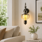 HDC Modern Vintage Amber Glass Wall Light for Bedroom, Living Room