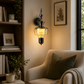 HDC Modern Vintage Amber Glass Wall Light for Bedroom, Living Room