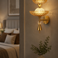 HDC Luxury Gold Crystal Dual Layer Wall Light for Bedroom, Living Room