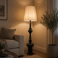 HDC Modern Black Designer Floor Lamp with Fabric Shade for Bedroom, Living Room