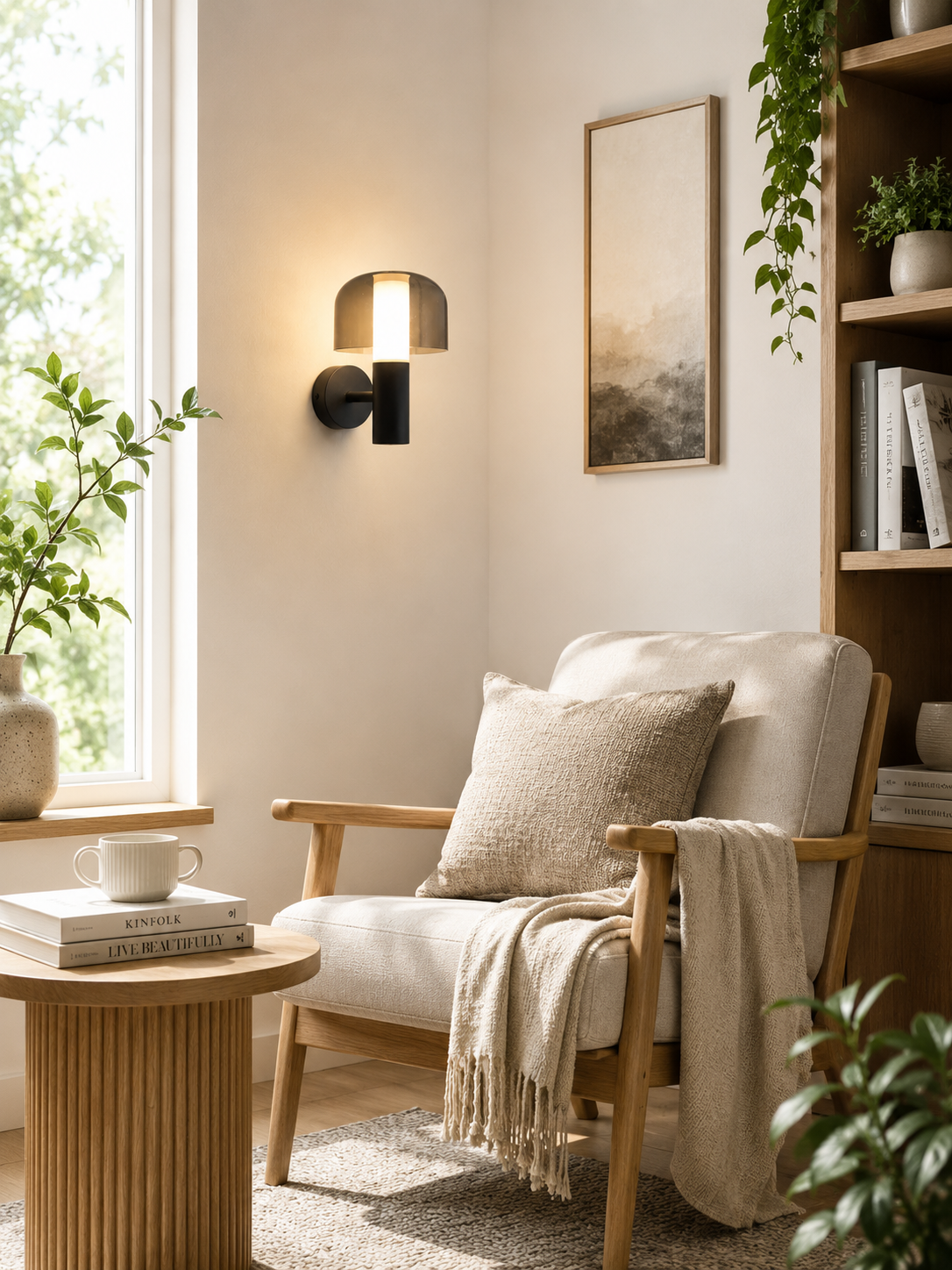 HDC Modern Black Glass Wall Light for Bedroom, Living Room