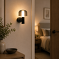 HDC Modern Black Glass Wall Light for Bedroom, Living Room