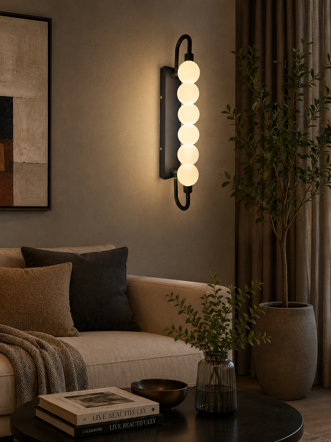 HDC Black & White Modern Linear Bubble LED Wall Light