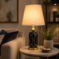HDC Modern Ceramic Table Lamp with Fabric Shade for Bedroom & Living Room