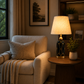 HDC Modern Ceramic Table Lamp with Fabric Shade for Bedroom & Living Room