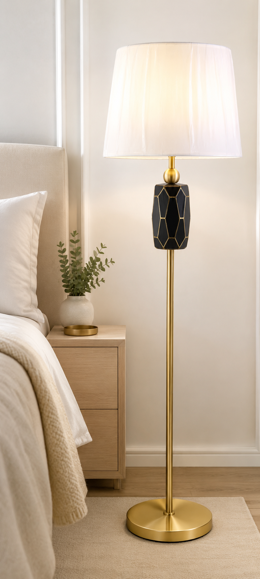 HDC Modern Luxury Floor Lamp with Fabric Shade
