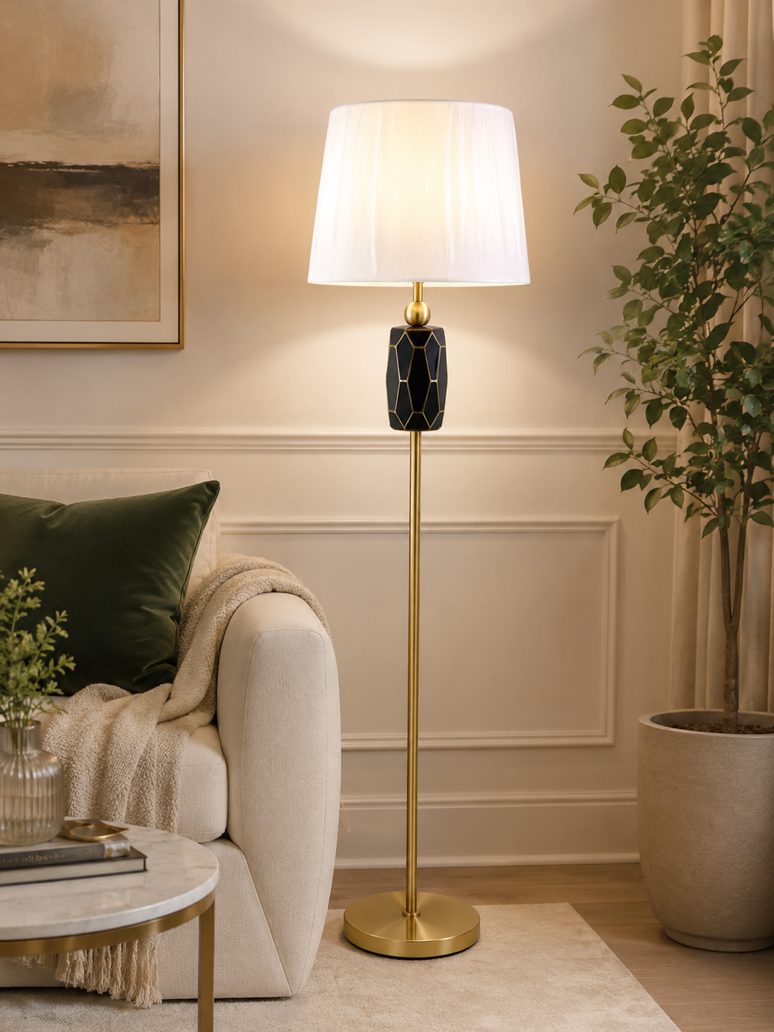 HDC Modern Luxury Floor Lamp with Fabric Shade