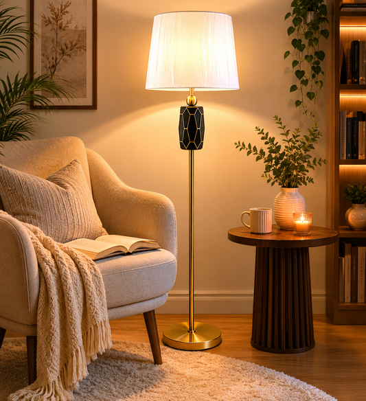 HDC Modern Luxury Floor Lamp with Fabric Shade