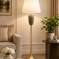HDC Luxury Leaf Design Floor Lamp with Fabric Shade for Bedroom, Living Room