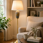 HDC Luxury Leaf Design Floor Lamp with Fabric Shade for Bedroom, Living Room