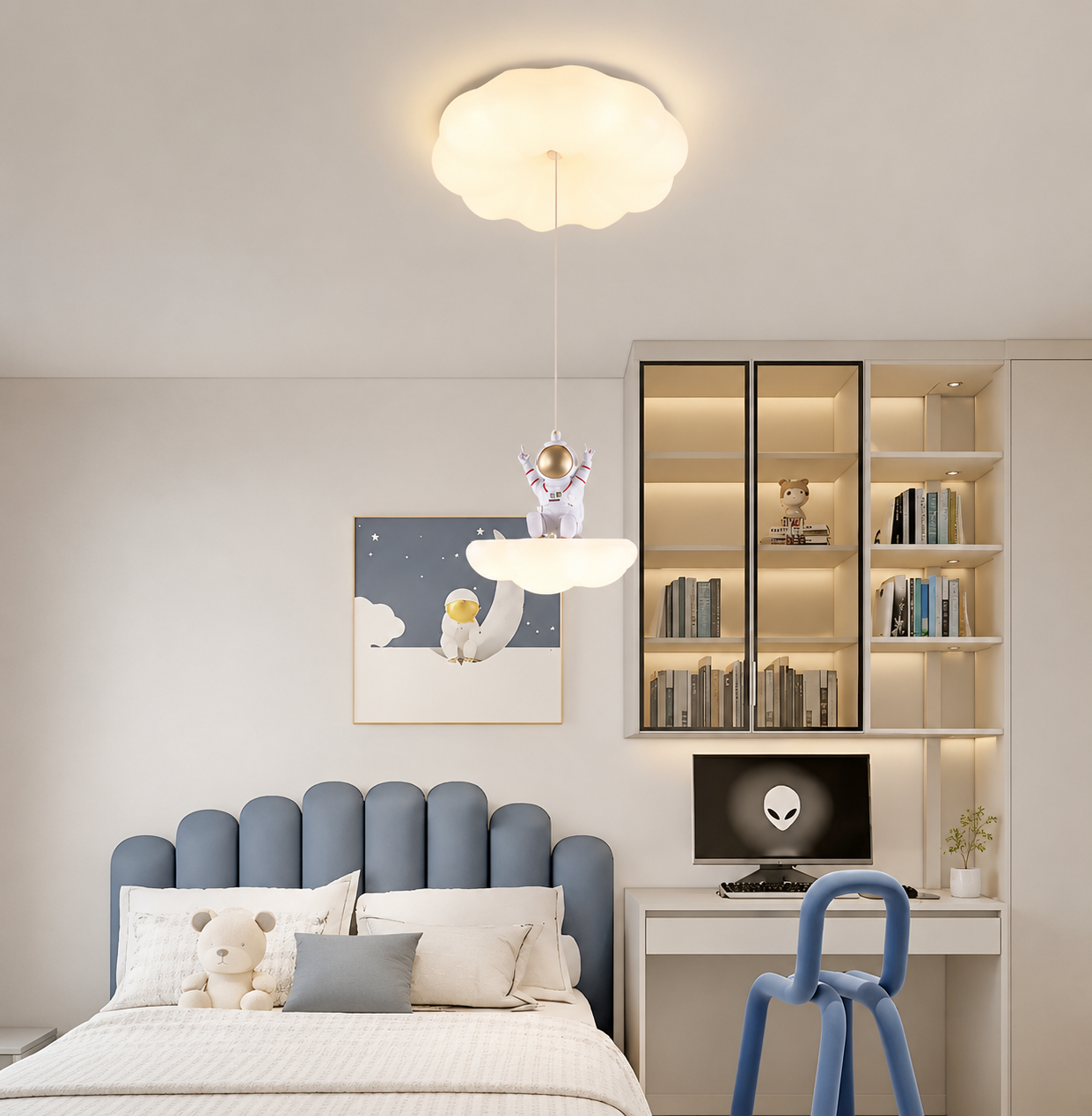 HDC Kids Astronaut Cloud Pendant Light for Bedroom & Study Room