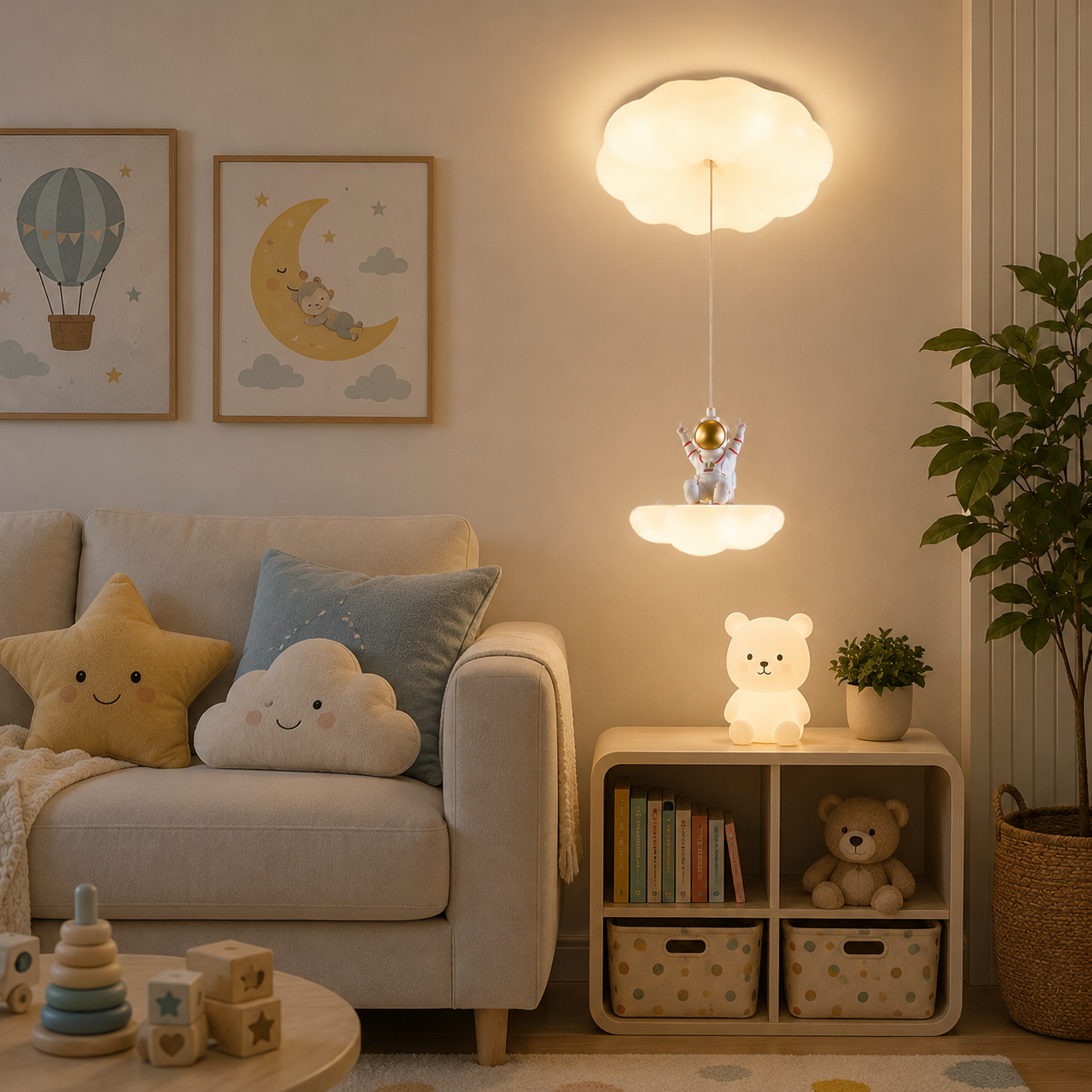 HDC Kids Astronaut Cloud Pendant Light for Bedroom & Study Room