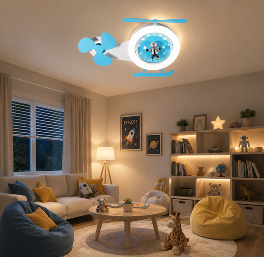 HDC Kids Helicopter Ceiling Light for Bedroom & Playroom