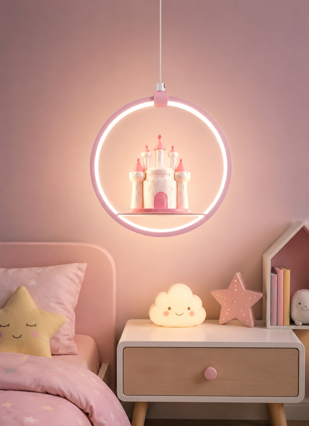HDC Kids Princess Castle Pendant Light for Bedroom & Study Room