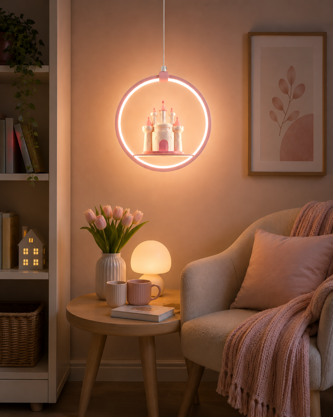 HDC Kids Princess Castle Pendant Light for Bedroom & Study Room
