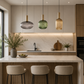 HDC Modern Ribbed Glass Triple Pendant Light for Bedroom, Living Room