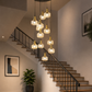 HDC Modern Double Height Crystal Glass Chandelier for Staircase, Duplex & Lobby