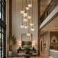 HDC Modern Double Height Crystal Glass Chandelier for Staircase, Duplex & Lobby