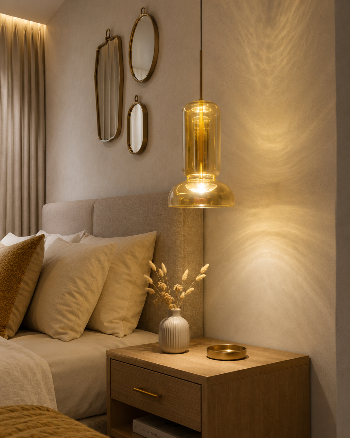 HDC Modern Smoke/ Amber Glass LED Wall Light for Bedroom, Living Room & Lobby