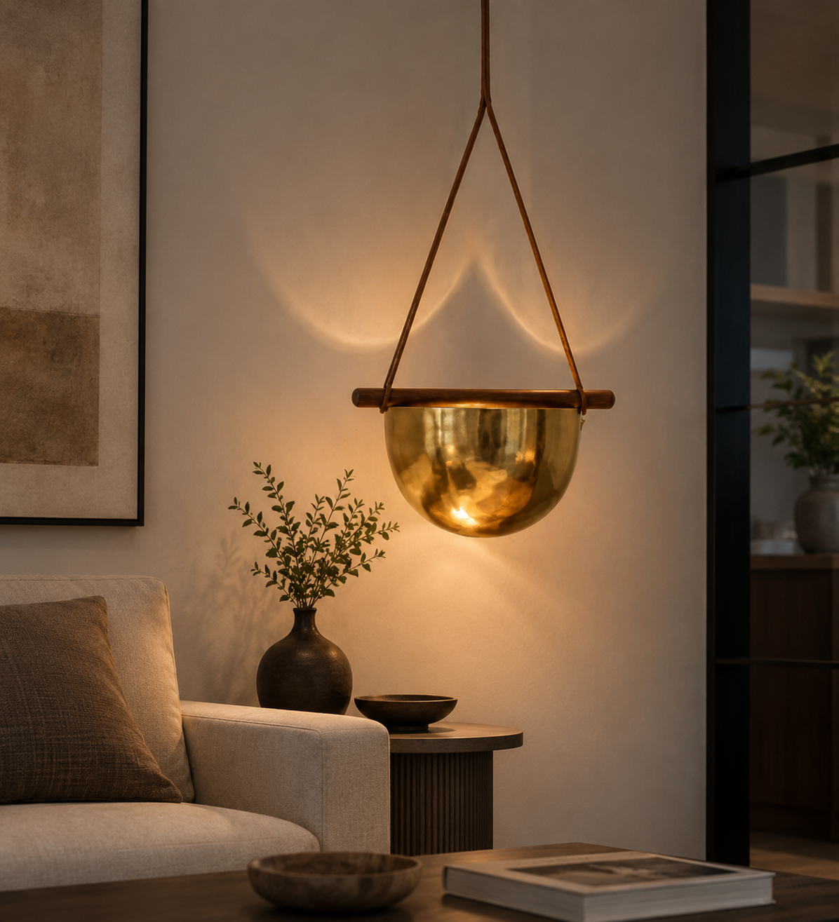 HDC Modern Hanging Bowl Pendant Light for Bedroom, Living Room & Café Décor