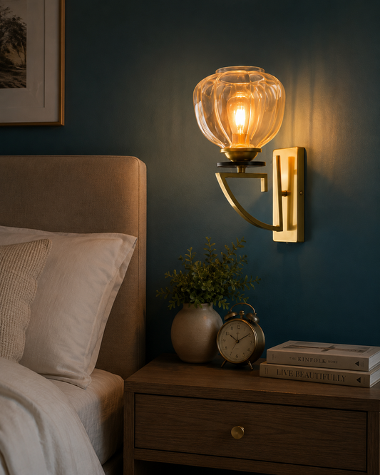 Ojaro Modern Glass Wall Light for Bedroom, Living Room & Bedside Décor