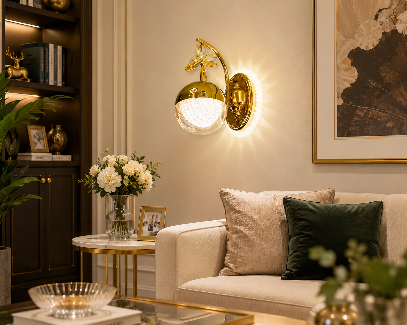 HDC Modern Gold Acrylic LED Wall Light for Bedroom, Living Room & Bedside