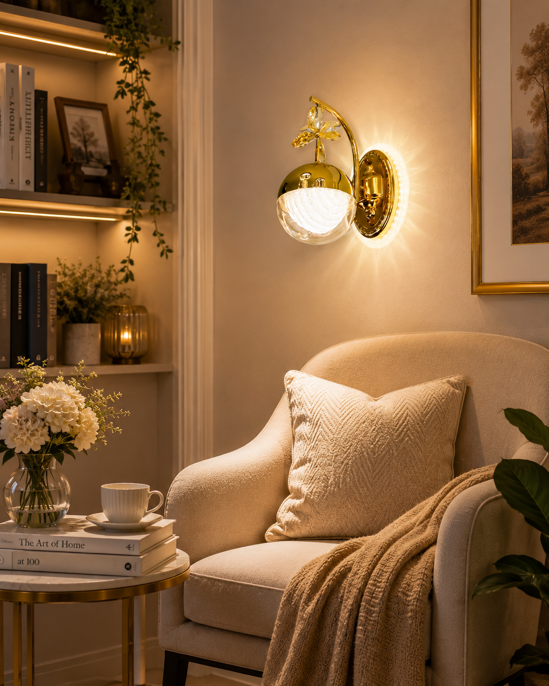 HDC Modern Gold Acrylic LED Wall Light for Bedroom, Living Room & Bedside