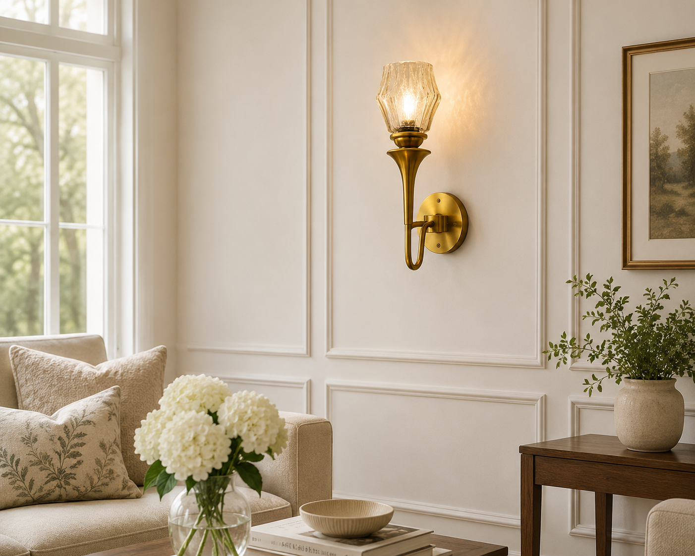 Ojaro Modern Vintage Glass Wall Light for Bedroom, Living Room & Hallway