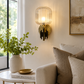 Ojaro Modern Vintage Ribbed Glass Wall Light for Bedroom, Living Room & Hallway