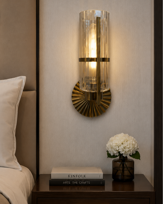 Ojaro Modern Gold Glass Wall Light for Living Room, Bedroom & Hallway