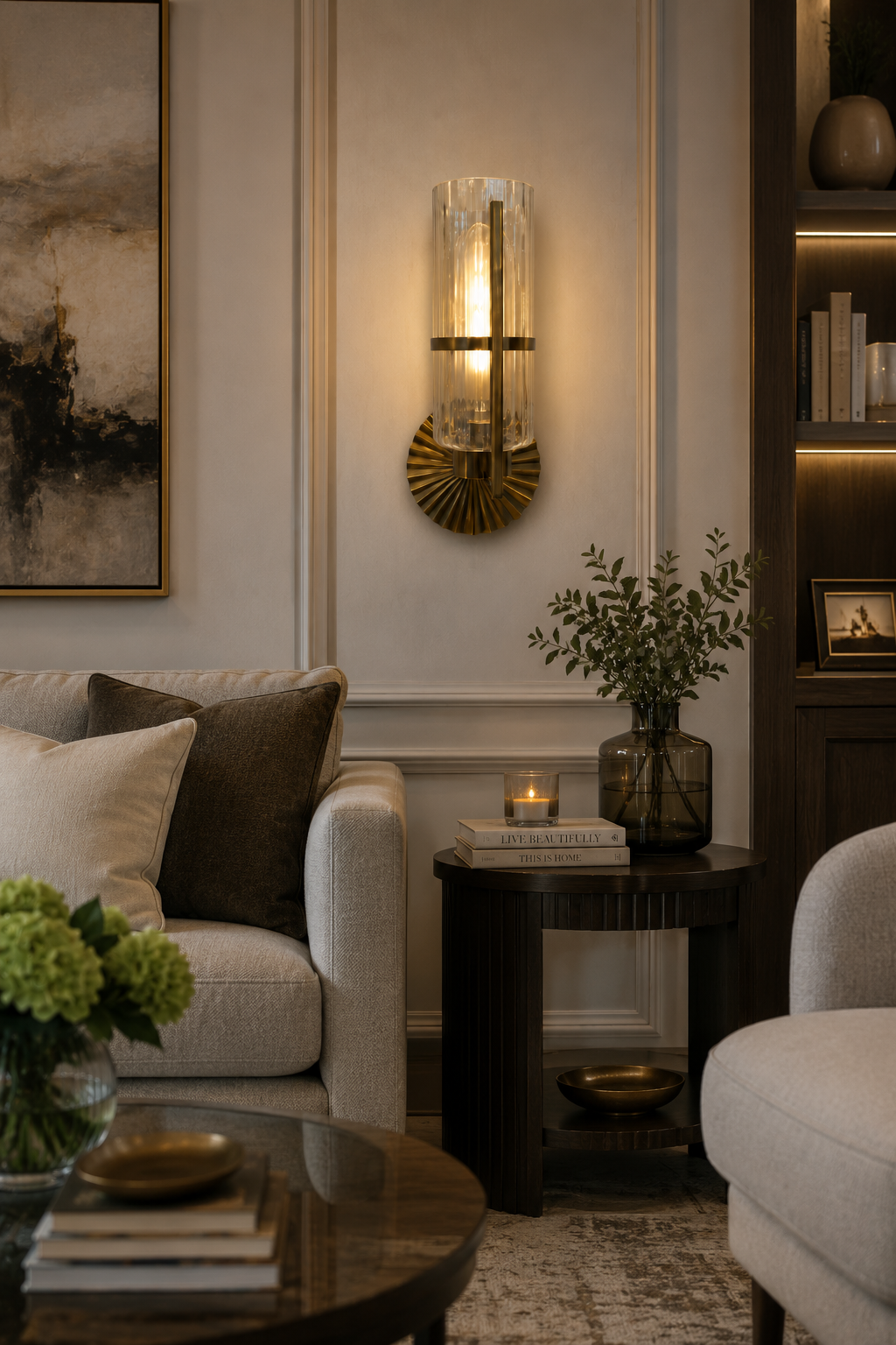 Ojaro Modern Gold Glass Wall Light for Living Room, Bedroom & Hallway