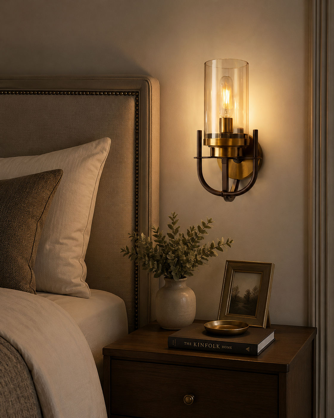 Ojaro Modern Vintage Glass Wall Light for Living Room, Bedroom & Hallway