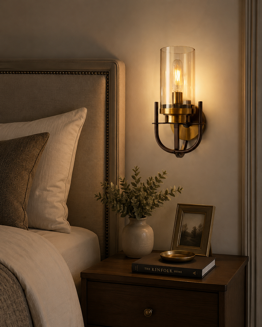 Ojaro Modern Vintage Glass Wall Light for Living Room, Bedroom & Hallway