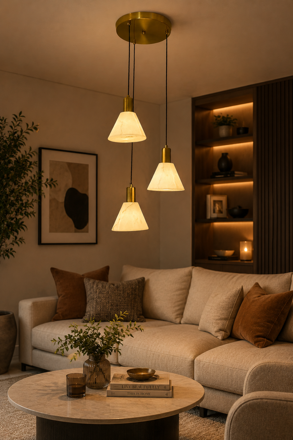 HDC Modern Marble Cone Cluster Pendant Light for Living Room, Dining Area & Staircase