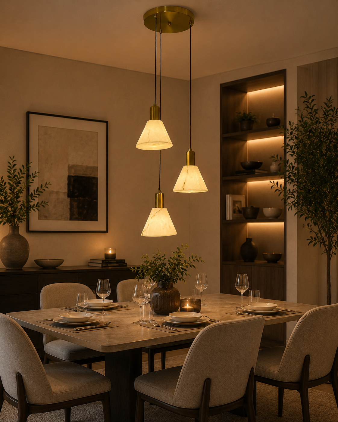 HDC Modern Marble Cone Cluster Pendant Light for Living Room, Dining Area & Staircase