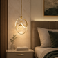 HDC Modern Gold Ring Crystal Pendant Light for Living Room, Bedroom & Dining Area