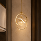 HDC Modern Gold Ring Crystal Pendant Light for Living Room, Bedroom & Dining Area
