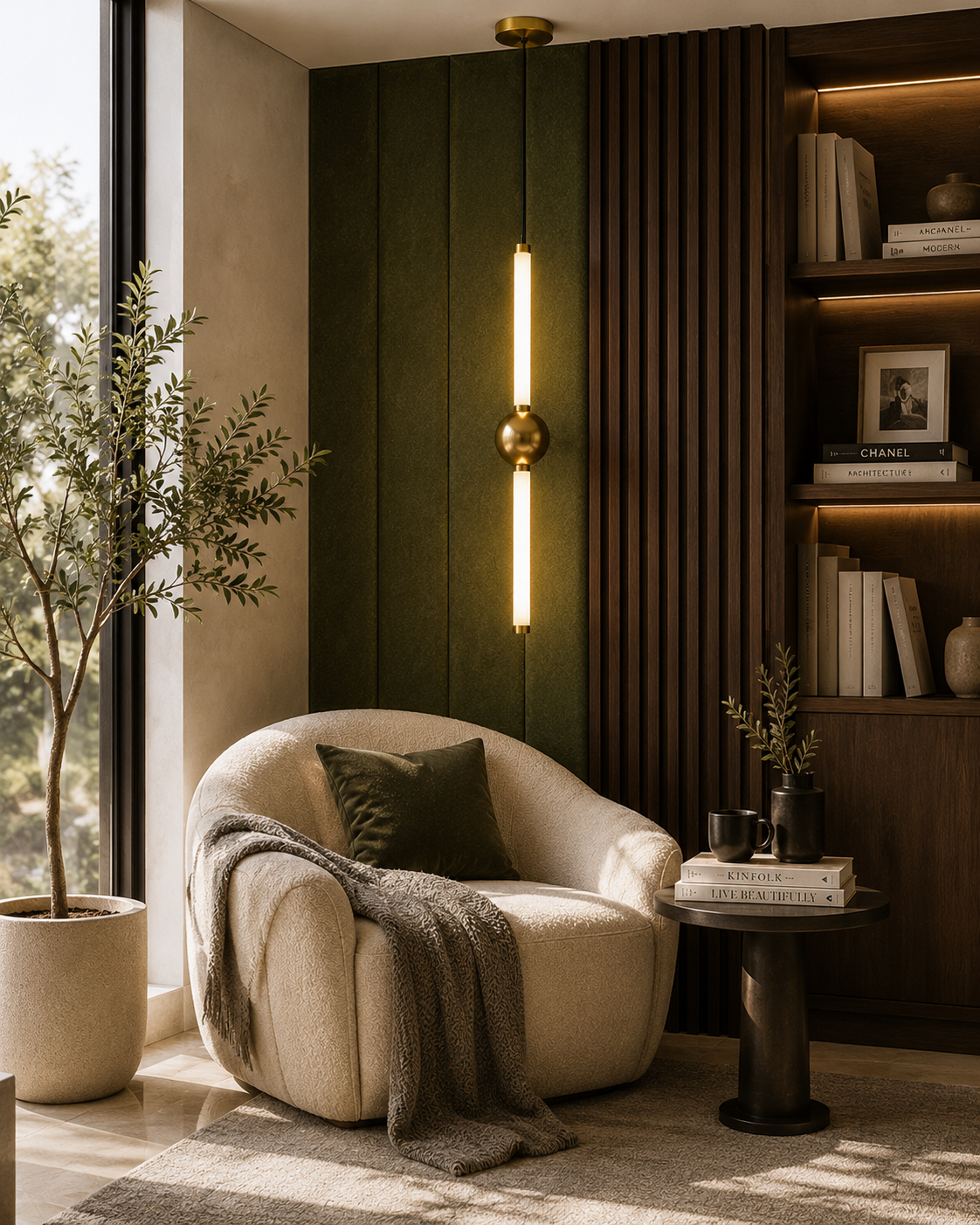 HDC Modern Gold LED Hanging Pendant Light for Living Room, Bedside & Lobby