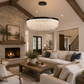 HDC Elegant Crystal Black Ring Chandelier for Bedroom, Living Room