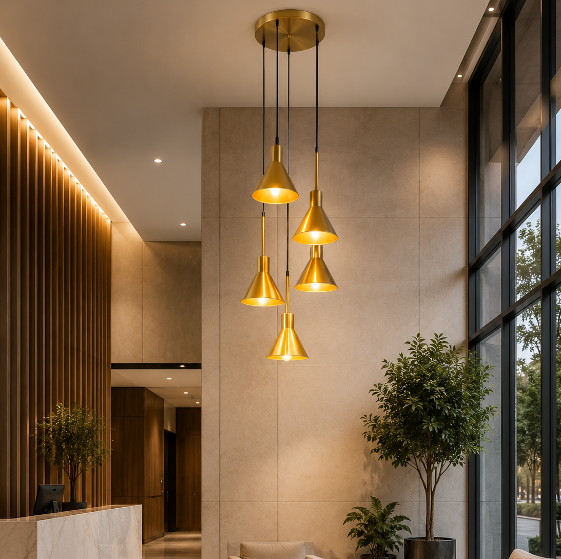 HDC Modern Gold Cluster Pendant Light for Bedroom, Living Room