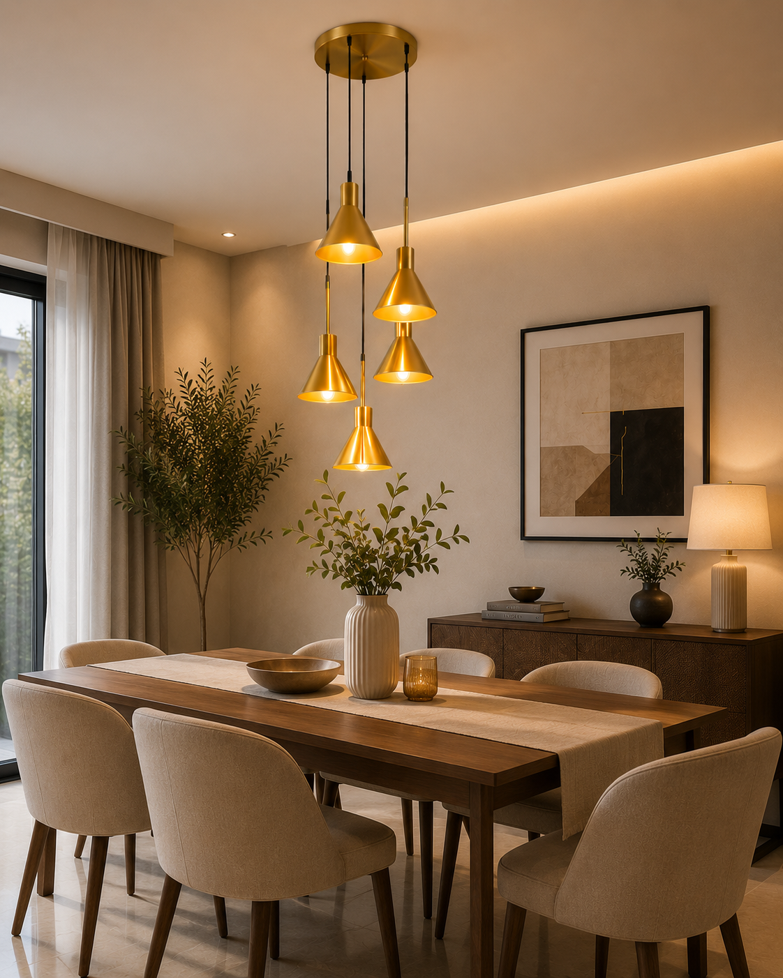 HDC Modern Gold Cluster Pendant Light for Bedroom, Living Room