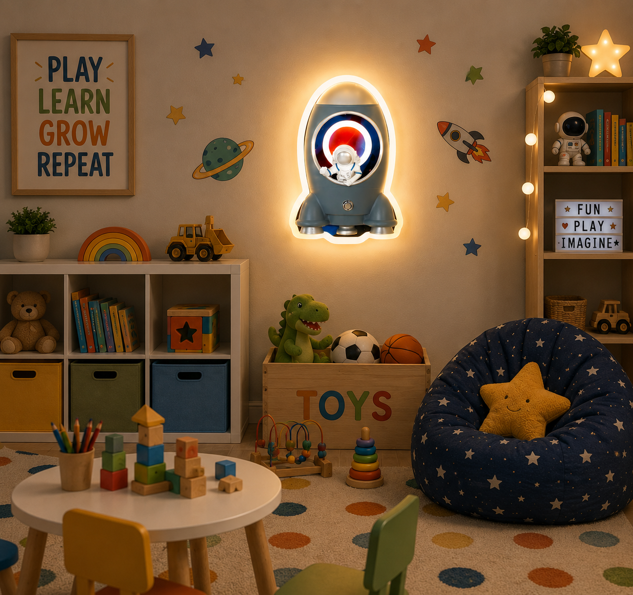 HDC Astronaut Rocket Kids Wall Light for Bedroom, Living Room