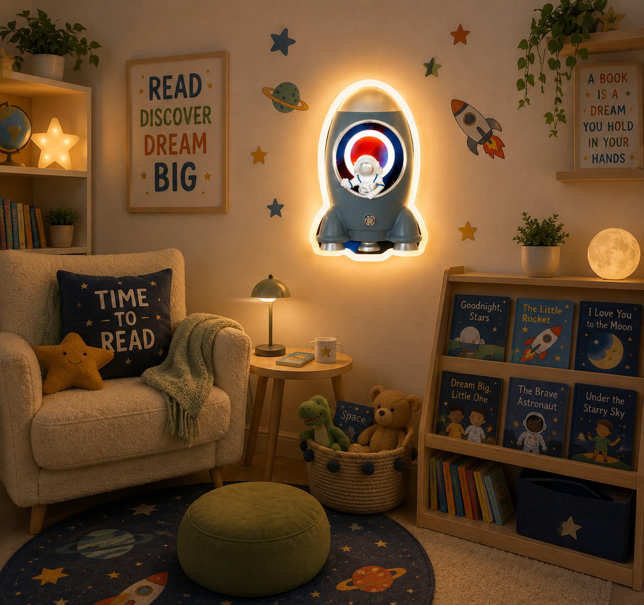 HDC Astronaut Rocket Kids Wall Light for Bedroom, Living Room
