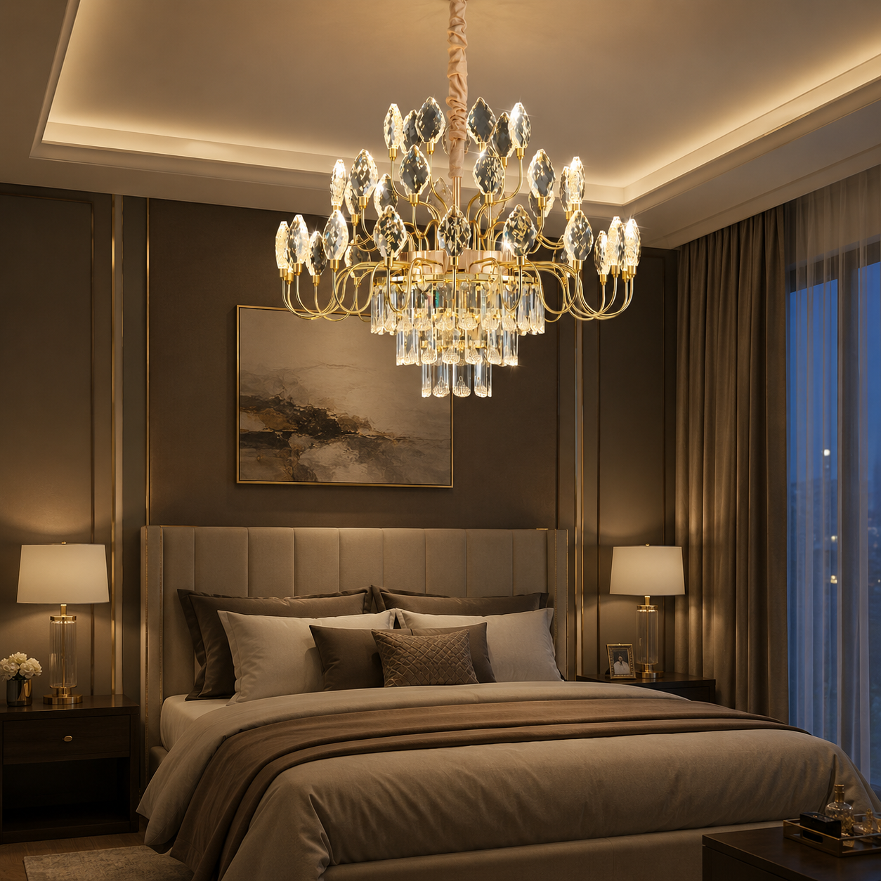 HDC 600mm Luxury Gold Crystal Chandelier for Living Room, Dining Area