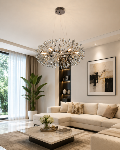 HDC Luxury Smoke Crystal Ring Chandelier for Bedroom, Living Room