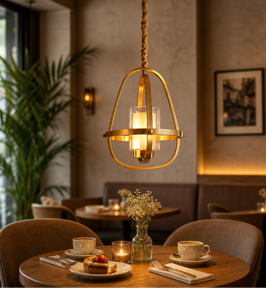 HDC Luxury Gold Frame Glass Pendant Light